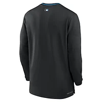 Haut Nike noir à demi-zip Performance des Miami Marlins Authentic Collection pour homme