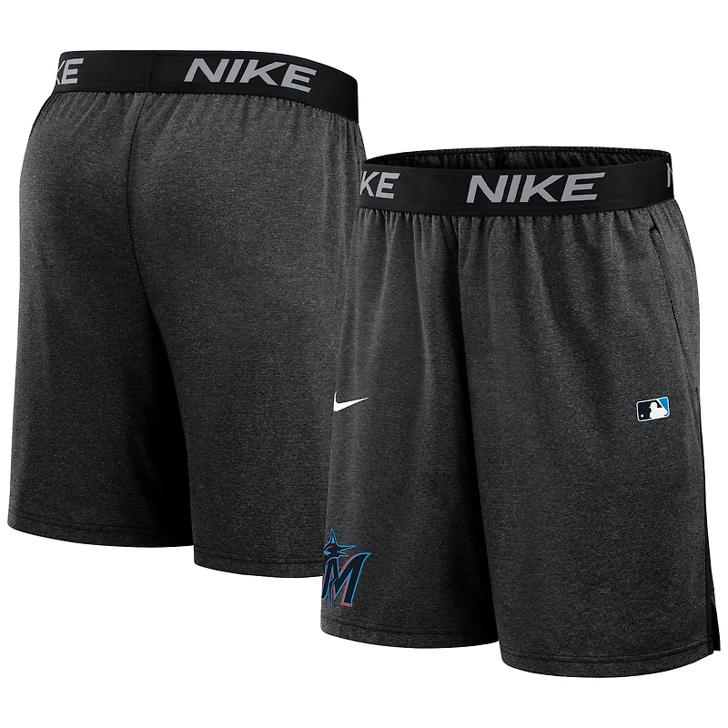 Men's Nike Black Miami Marlins Authentic Collection Performance Knit Shorts