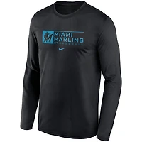 Men's Nike Black Miami Marlins Authentic Collection Performance Long Sleeve T-Shirt