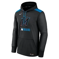 Men's Nike Black Miami Marlins Authentic Collection Performance Pullover Hoodie