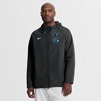 Veste à capuche zippée intégrale Nike Miami Marlins Authentic Collection noire pour homme