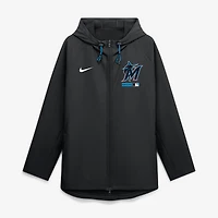 Veste à capuche zippée intégrale Nike Miami Marlins Authentic Collection noire pour homme