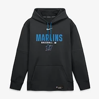 Men's Nike Black Miami Marlins Authentic Collection Therma-FIT Hoodie