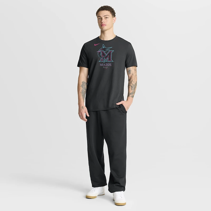 T-shirt Nike pour homme, noir, Miami Marlins City Connect, grand logo