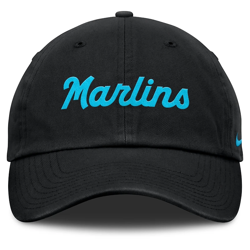 Men's Nike Black Miami Marlins Club Adjustable Hat