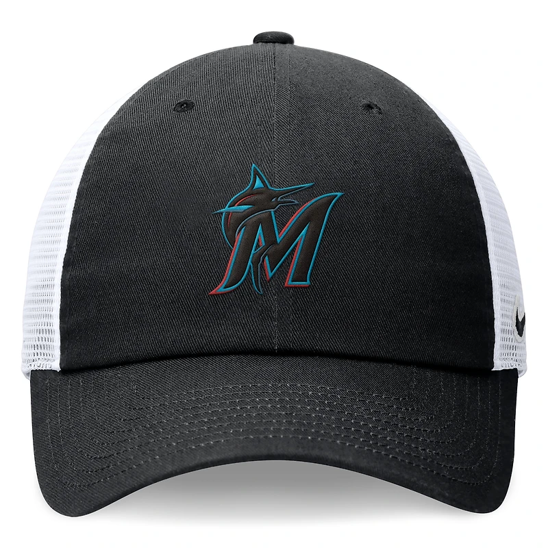 Casquette trucker Nike Miami Marlins Club noire pour homme, ajustable