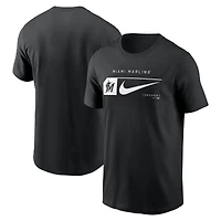 Men's Nike Black Miami Marlins Fashion Graphic Swoosh T-Shirt