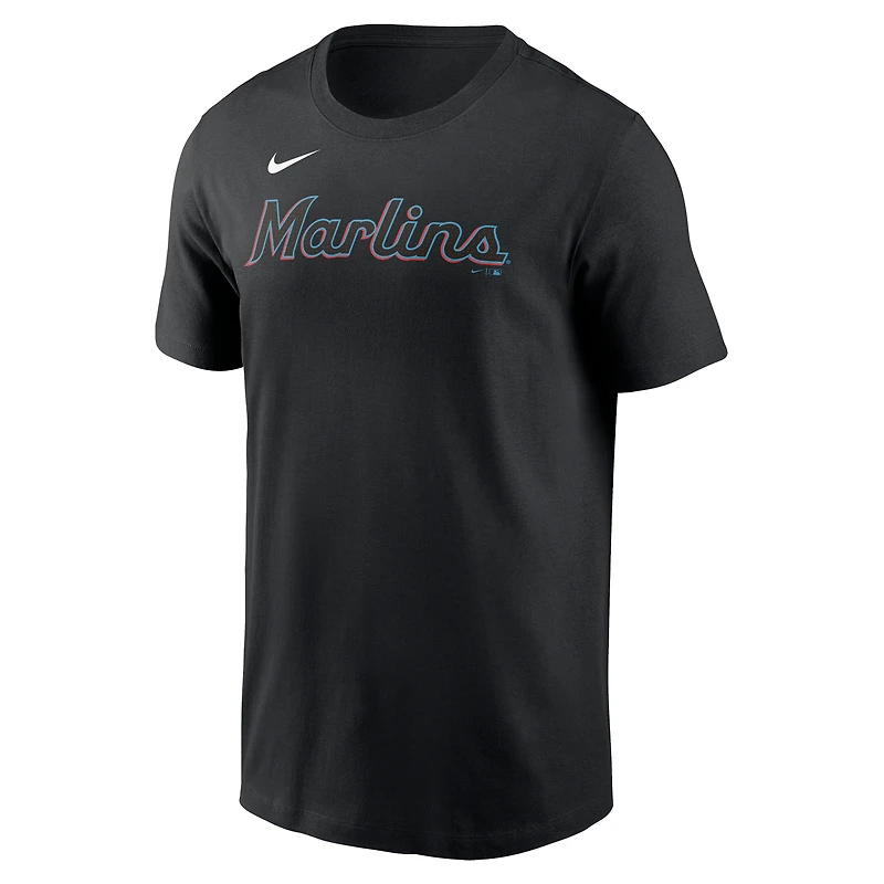 T-shirt Nike noir Miami Marlins Fuse avec logo pour homme