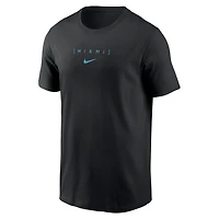 Men's Nike Black Miami Marlins Large Logo Back Stack T-Shirt