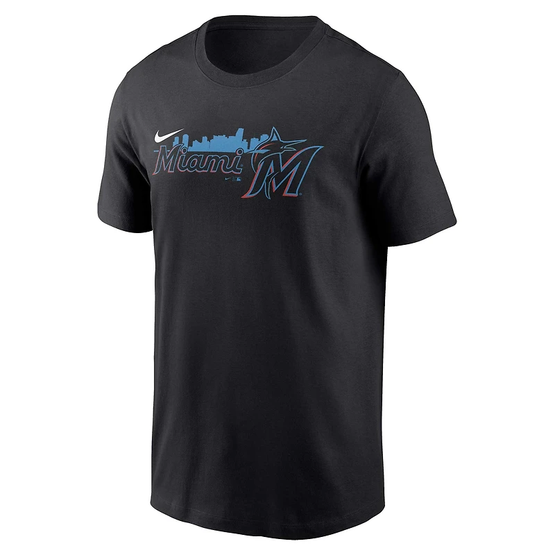 T-shirt Nike noir Miami Marlins Skyline de l'équipe locale pour homme