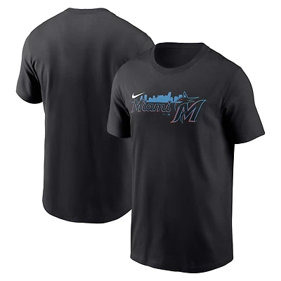 T-shirt Nike noir Miami Marlins Skyline de l'équipe locale pour homme