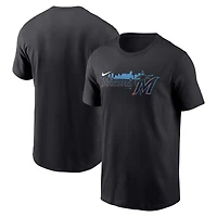T-shirt Nike noir Miami Marlins Skyline de l'équipe locale pour homme
