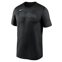 T-shirt Nike Dri-FIT blanc Miami Marlins pour homme, logo New Legend