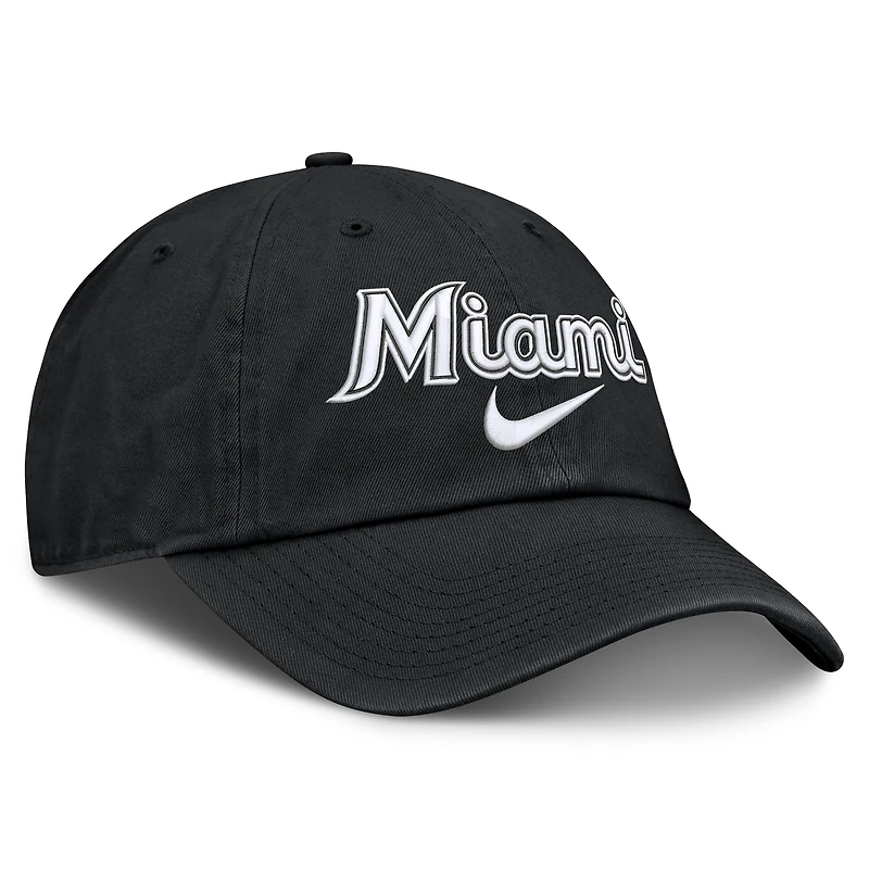 Casquette ajustable Nike Miami Marlins Primetime Club noire pour homme
