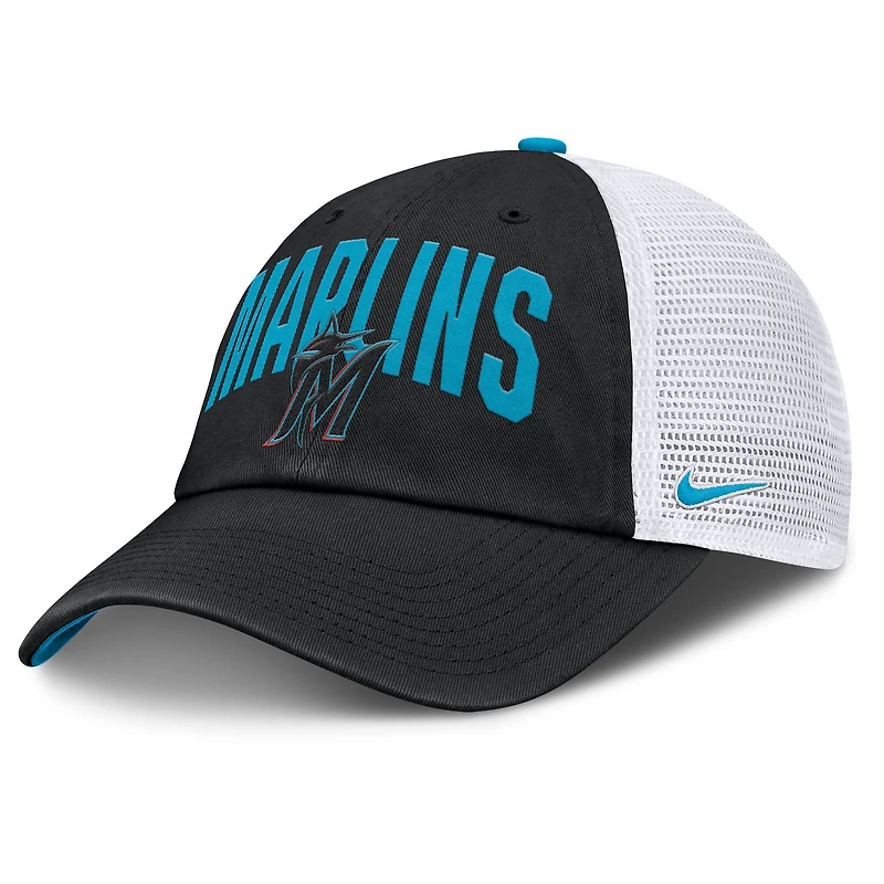 Casquette trucker ajustable Nike Miami Marlins Primetime Club noire pour homme