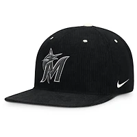 Men's Nike  Black Miami Marlins Pro Corduroy Structured Snapback Hat