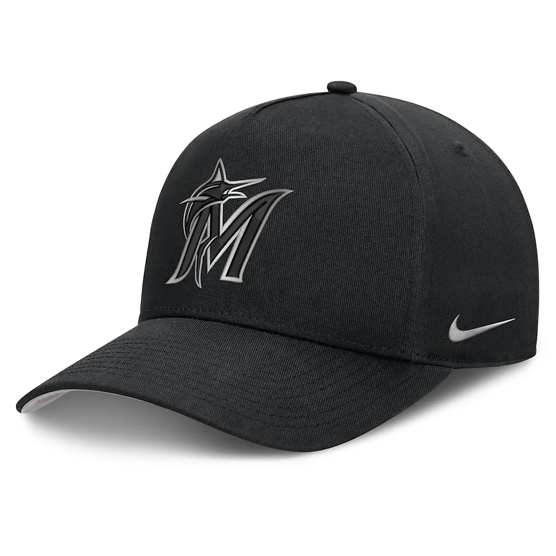 Men's Nike Black Miami Marlins Rise Dri-FIT A-Frame Adjustable Hat