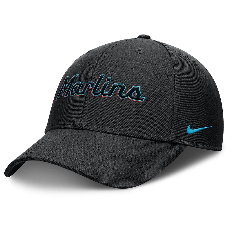 Men's Nike Black Miami Marlins Rise Gaberdine Adjustable Hat