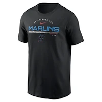T-shirt de performance Nike noir pour homme, Miami Marlins.