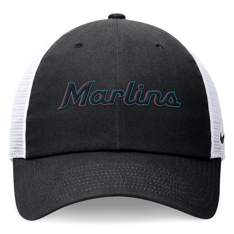 Men's Nike Black Miami Marlins Wordmark Adjustable Trucker Hat