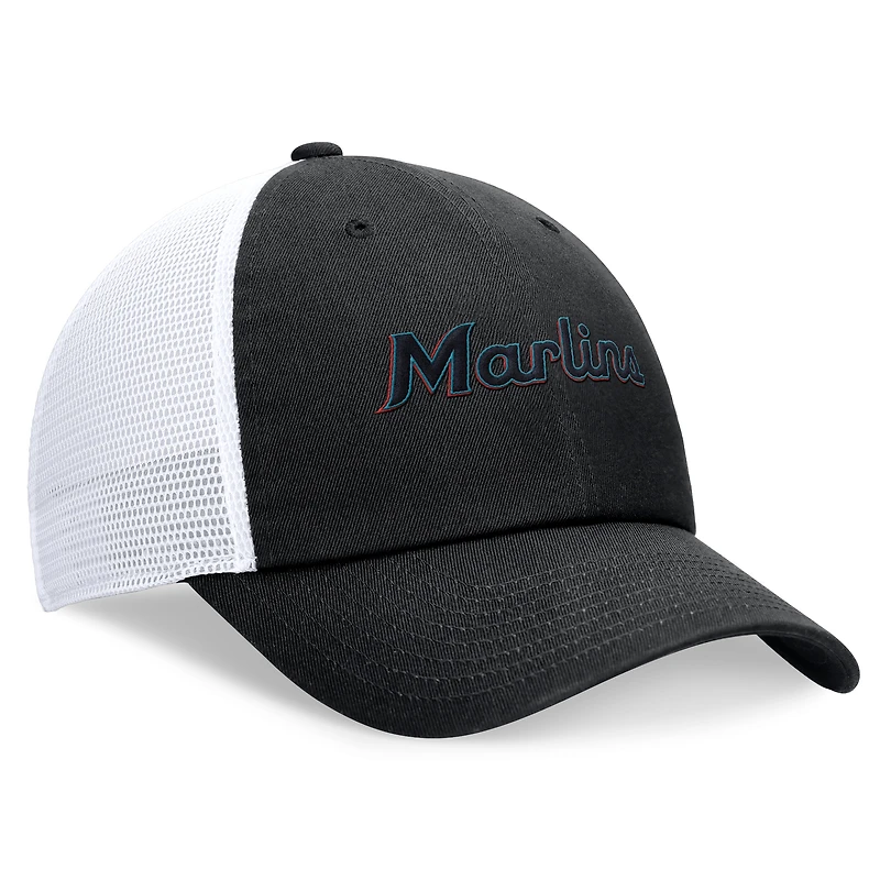 Men's Nike Black Miami Marlins Wordmark Adjustable Trucker Hat