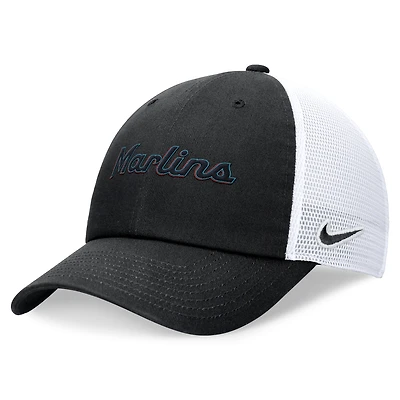 Men's Nike Black Miami Marlins Wordmark Adjustable Trucker Hat