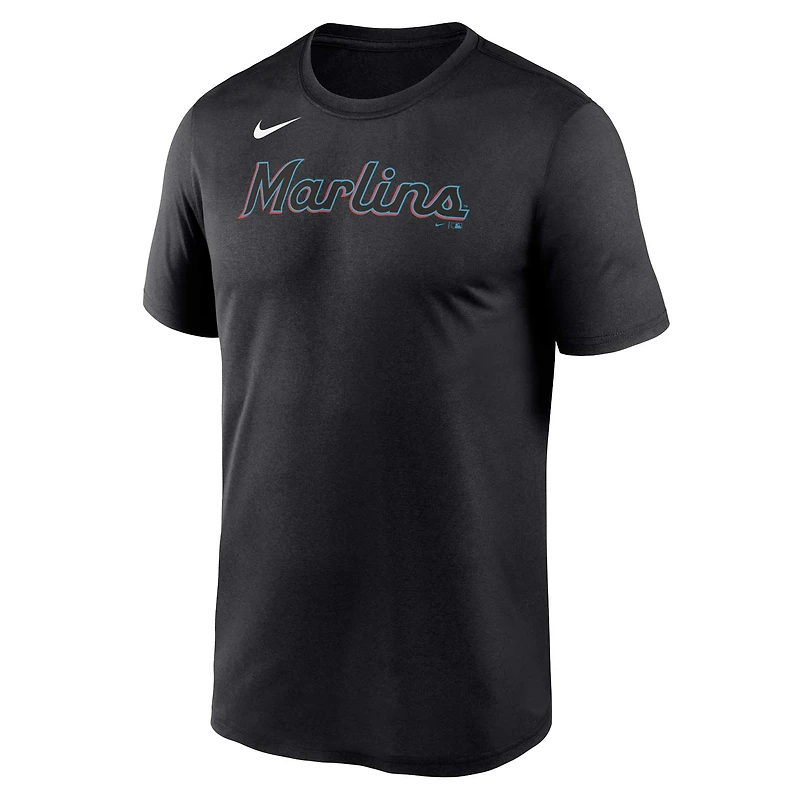 T-shirt grand et haut Nike Miami Marlins Wordmark Legend Performance pour homme noir