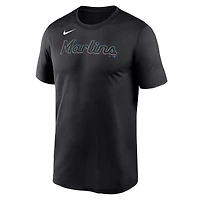 T-shirt grand et haut Nike Miami Marlins Wordmark Legend Performance pour homme noir