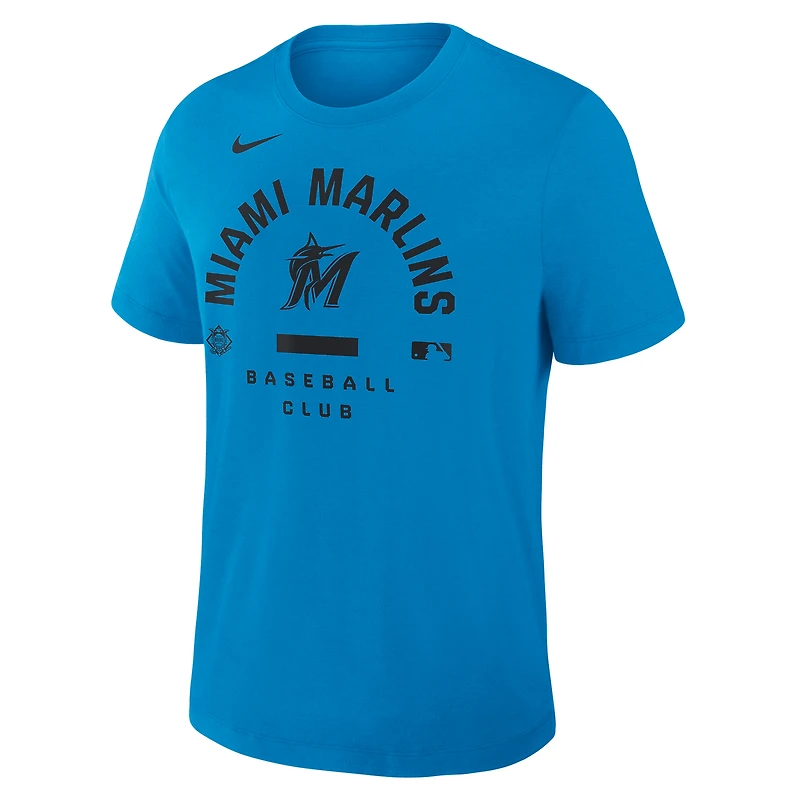 Men's Nike Blue Miami Marlins Authentic Collection Early Work Tri-Blend Dri-FIT T-Shirt
