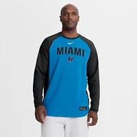 Sweat-shirt raglan Nike Dri-FIT Authentic Collection pour homme, bleu Miami Marlins