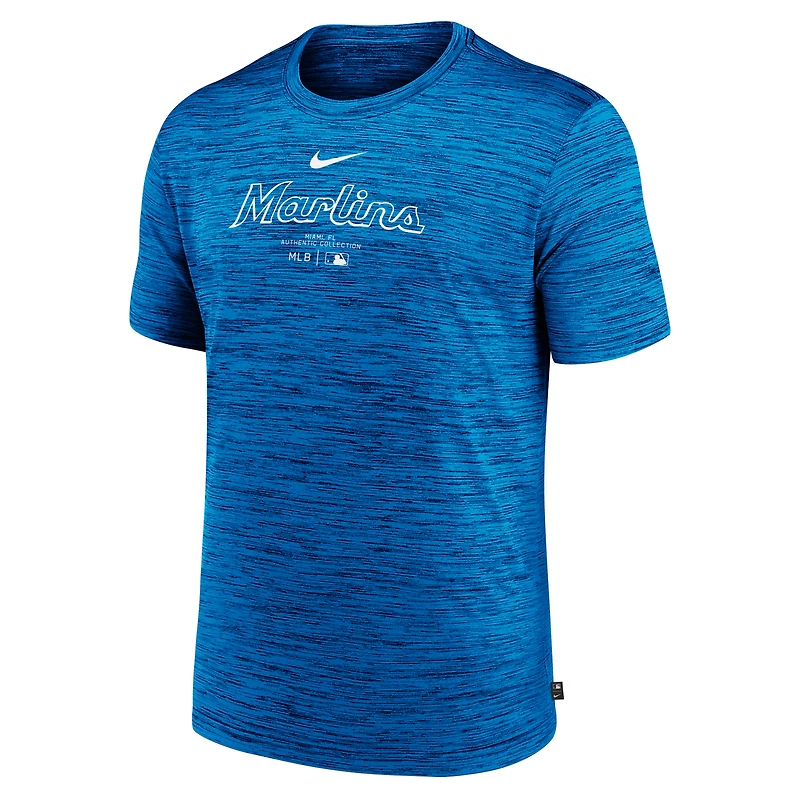 T-shirt Nike bleu Miami Marlins Authentic Collection Velocity Performance pour homme