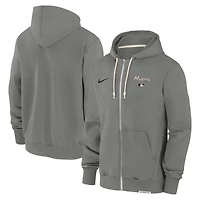 Men's Nike Charcoal Miami Marlins Authentic Collection Travel Performance Full-Zip Hoodie