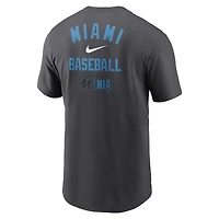 T-shirt Nike Charcoal Miami Marlins Logo Sketch Bar pour homme
