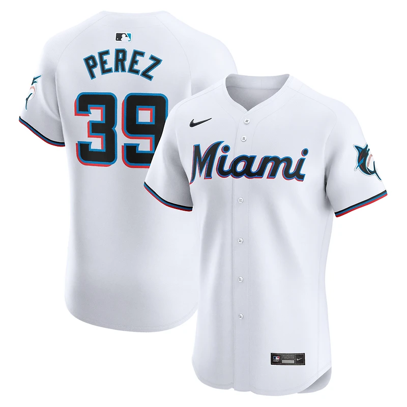 Men's Nike Eury Perez White Miami Marlins Home Elite Player Jersey
