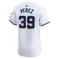 Maillot domicile Elite Nike Eury Perez blanc des Miami Marlins pour homme
