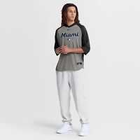 T-shirt à capuche Nike Miami Marlins Authentic Collection Flux Dri-FIT gris pour homme
