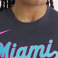 Men's Nike Heather Black Miami Marlins City Connect Script Tri-Blend T-Shirt
