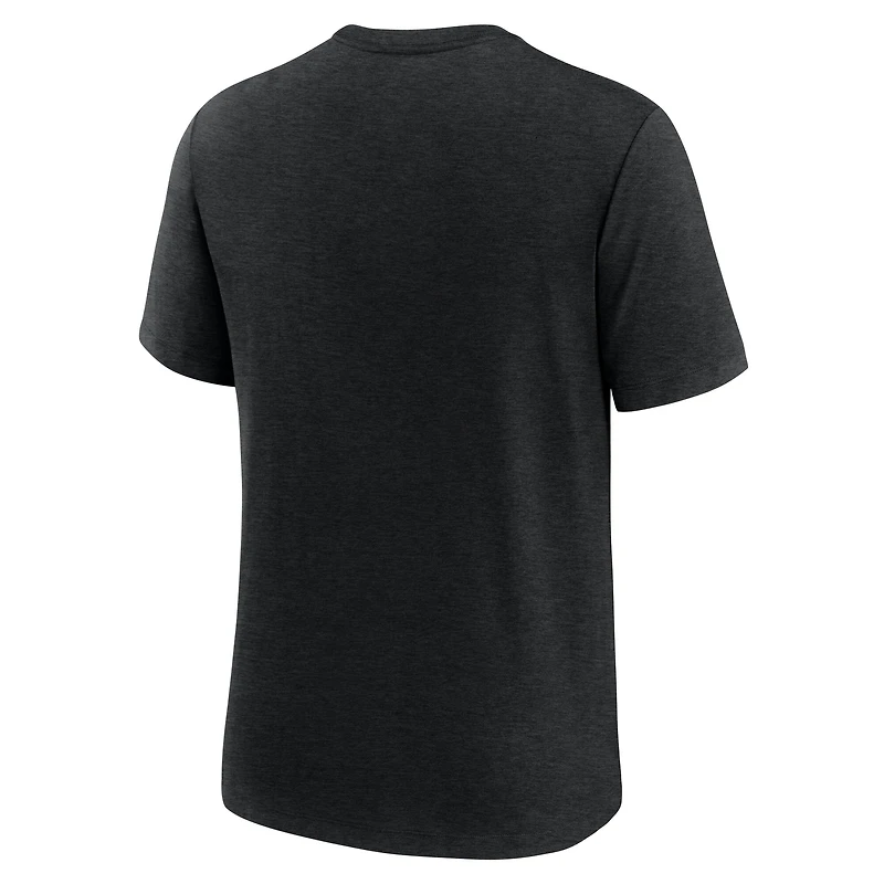 Men's Nike Heather Black Miami Marlins Logo Tri-Blend T-Shirt