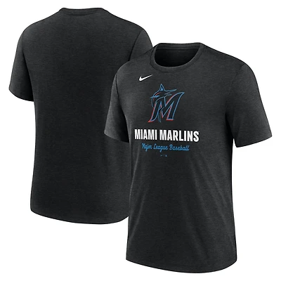 T-shirt Nike noir chiné pour homme avec logo des Marlins de Miami