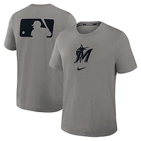 Men's Nike Heather Charcoal Miami Marlins Authentic Collection Early Work Tri-Blend Dri-FIT T-Shirt