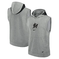 Men's Nike Heather Gray Miami Marlins Authentic Collection Early Work Dri-FIT Sleeveless Hoodie