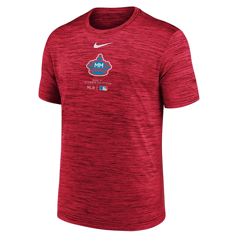 T-shirt Nike rouge Miami Marlins Authentic Collection City Connect Velocity Performance pour homme