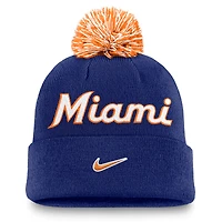Men's Nike  Royal Miami Marlins Peak Cuffed Knit Hat with Pom
