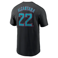 T-shirt Nike Sandy Alcantara noir pour homme, Miami Marlins 2025 City Connect Fuse, avec nom et numéro