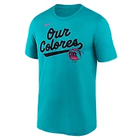T-shirt Nike Teal Miami Marlins 2025 City Connect Team Phrase Script Legend Performance pour homme