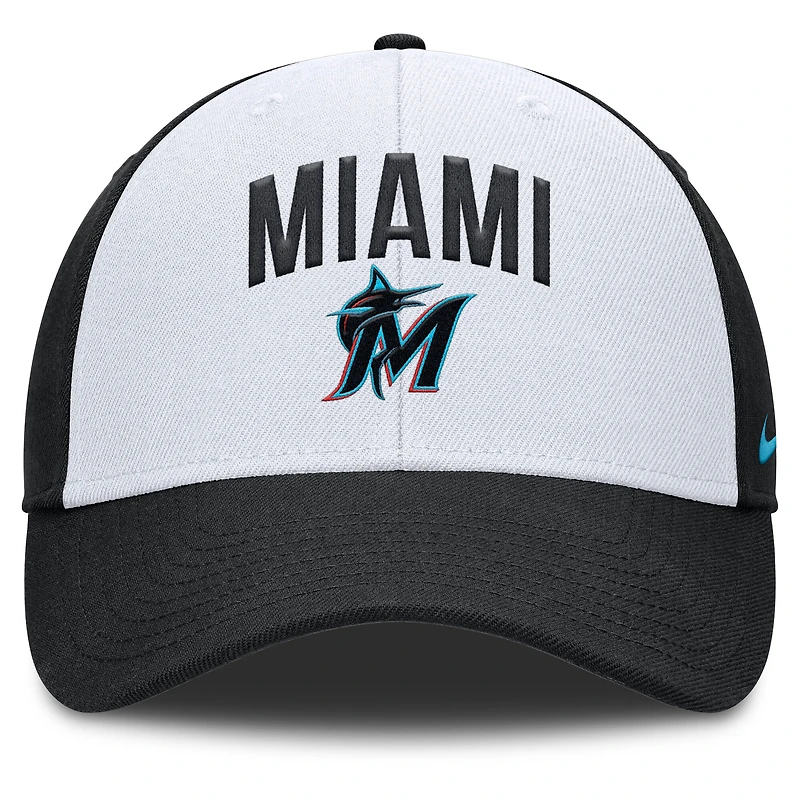 Casquette ajustable Nike blanche/noire Miami Marlins Club Performance pour homme