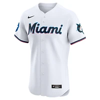 Maillot domicile Nike Elite Patch blanc Miami Marlins pour homme