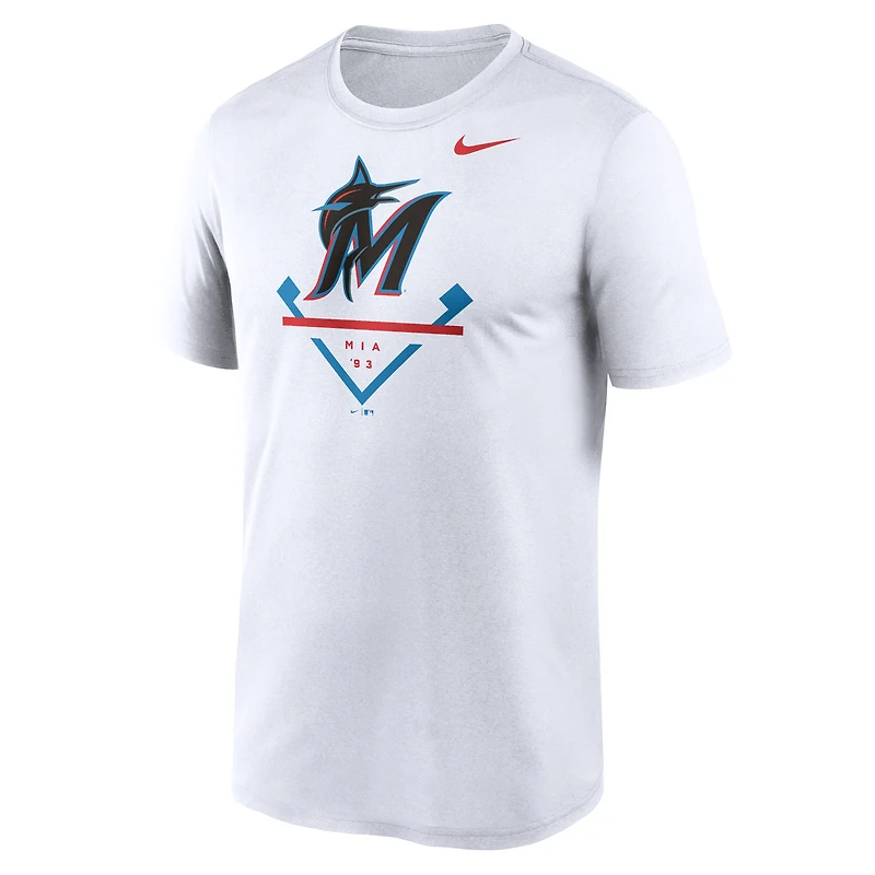 T-shirt Nike Performance Miami Marlins Icon Legend pour homme - blanc