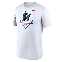 T-shirt Nike Performance Miami Marlins Icon Legend pour homme - blanc