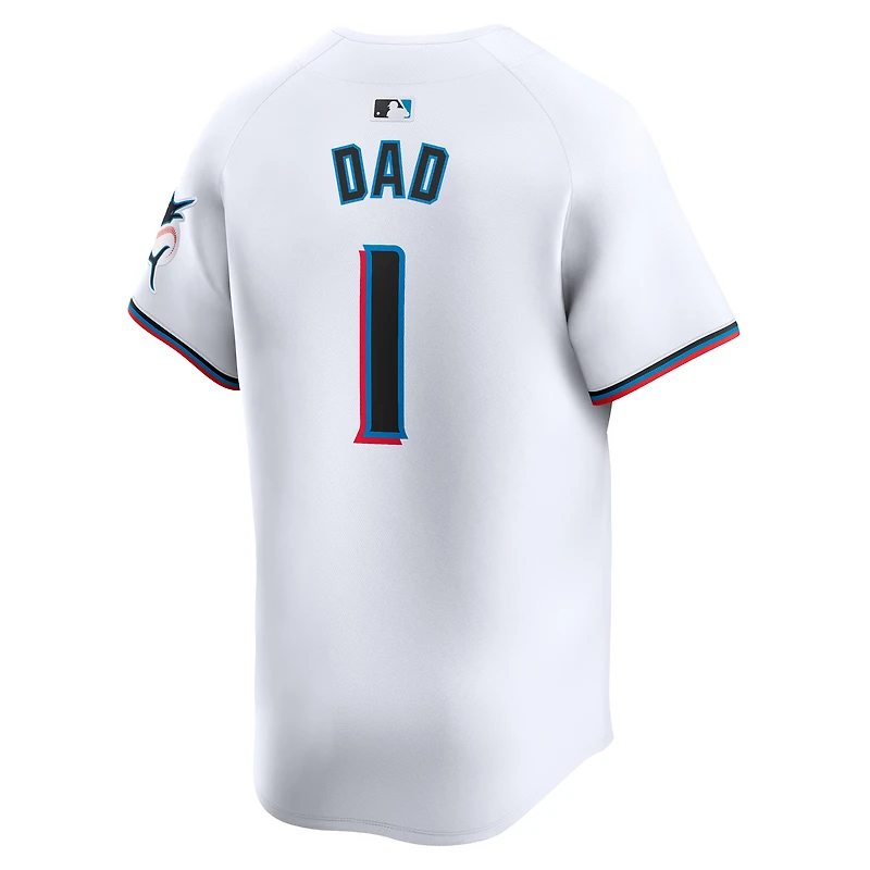 Men's Nike White Miami Marlins #1 Dad Home Limited Jersey